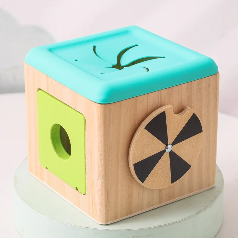 Cube d'Activité Bébé en Bois Montessori
