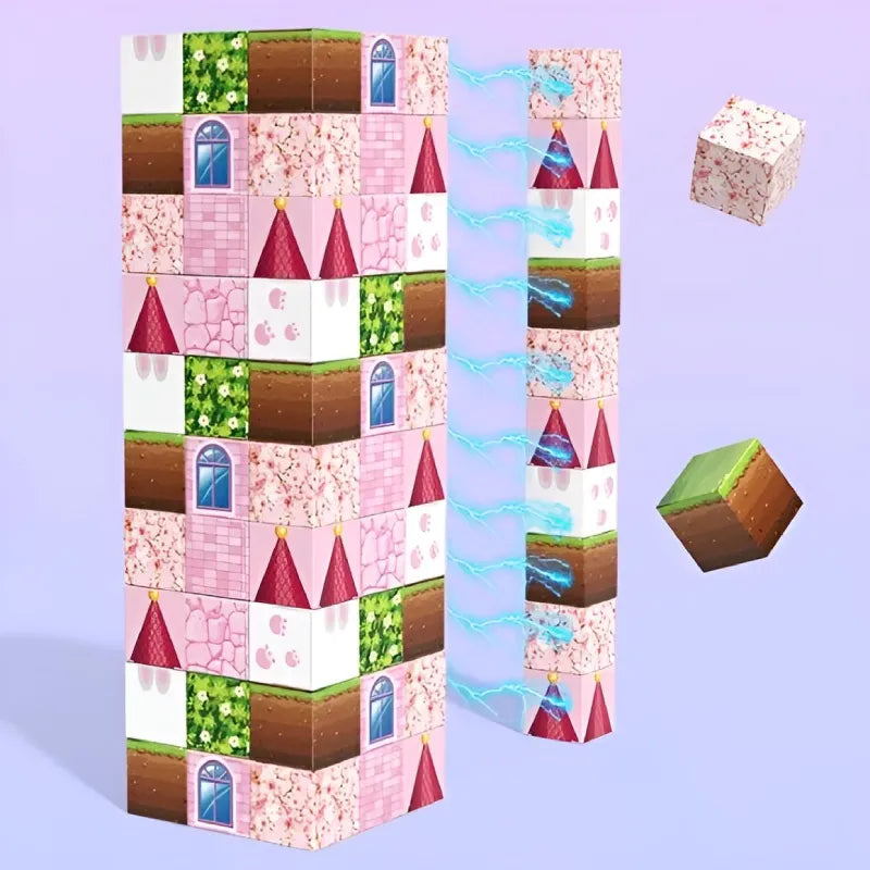 Bloc de Construction Magnétique Château Rose (Dès 3 ans)