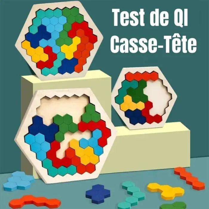 Tangram Hexagonal en Bois pour Enfants