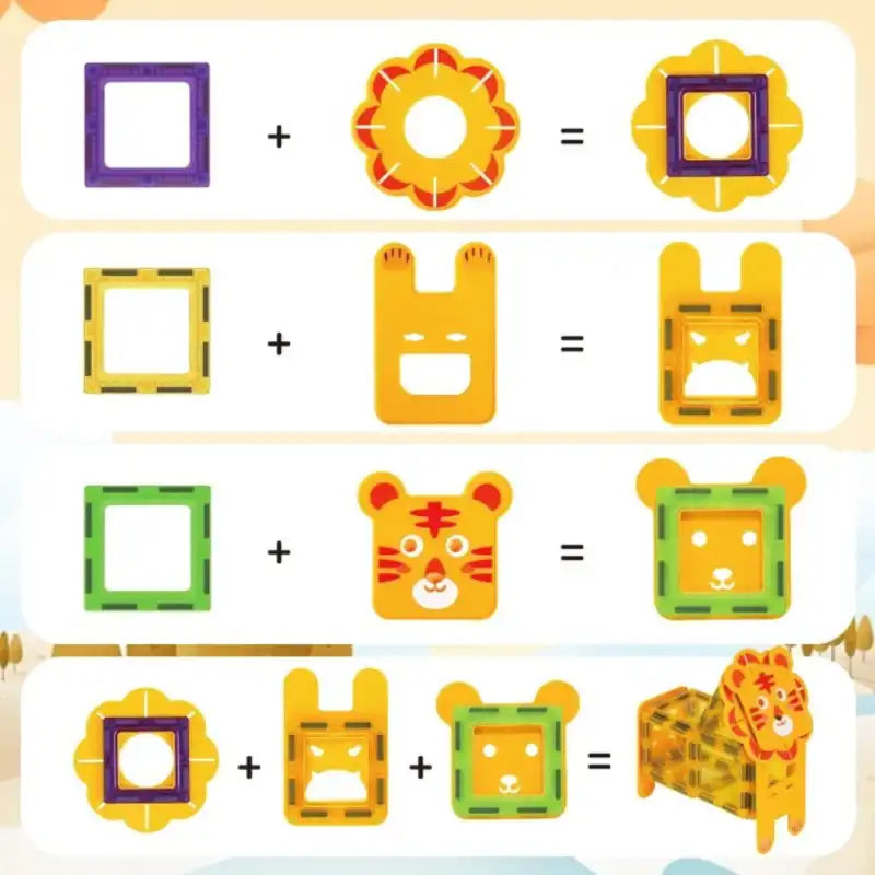 Jeu de Construction Aimanté Animaux Montessori (Dès 2 ans)