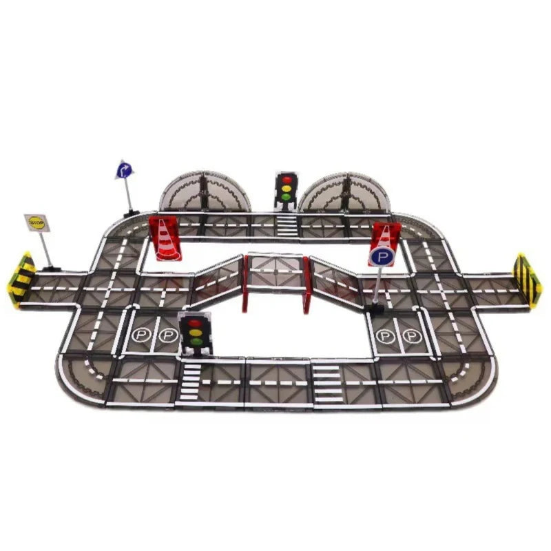 Circuit Voiture Magnetique à Construire avec Panneaux (Dès 3 ans)