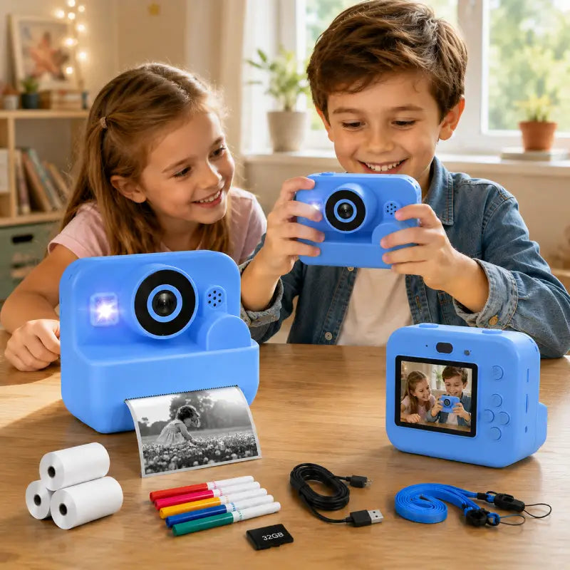 Appareil-Photo-Enfant-Impression-Papier-Ergonomique-bleu