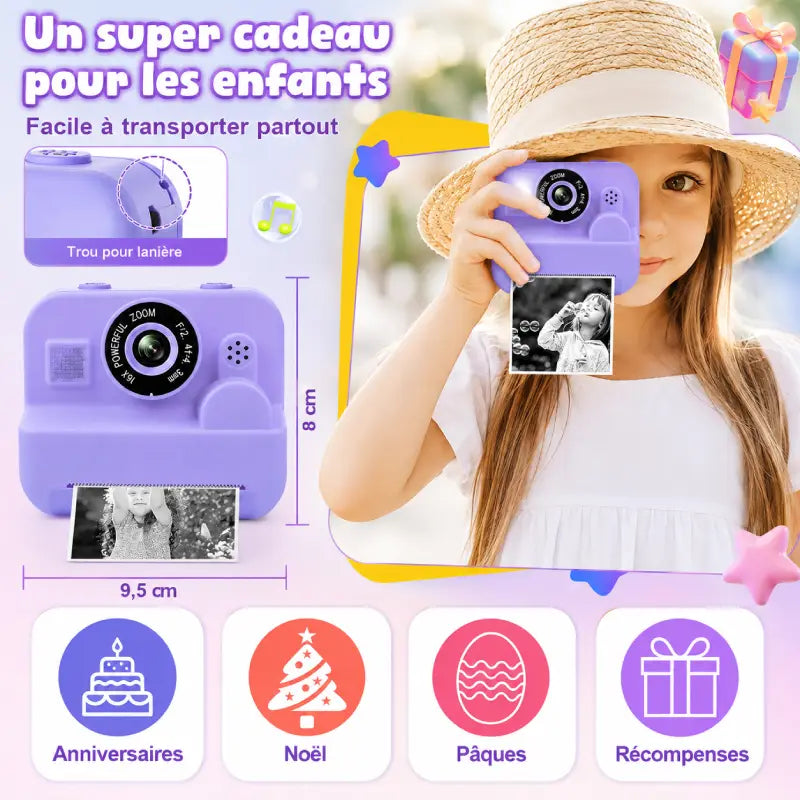 Appareil-Photo-Enfant-Impression-Papier-transportable