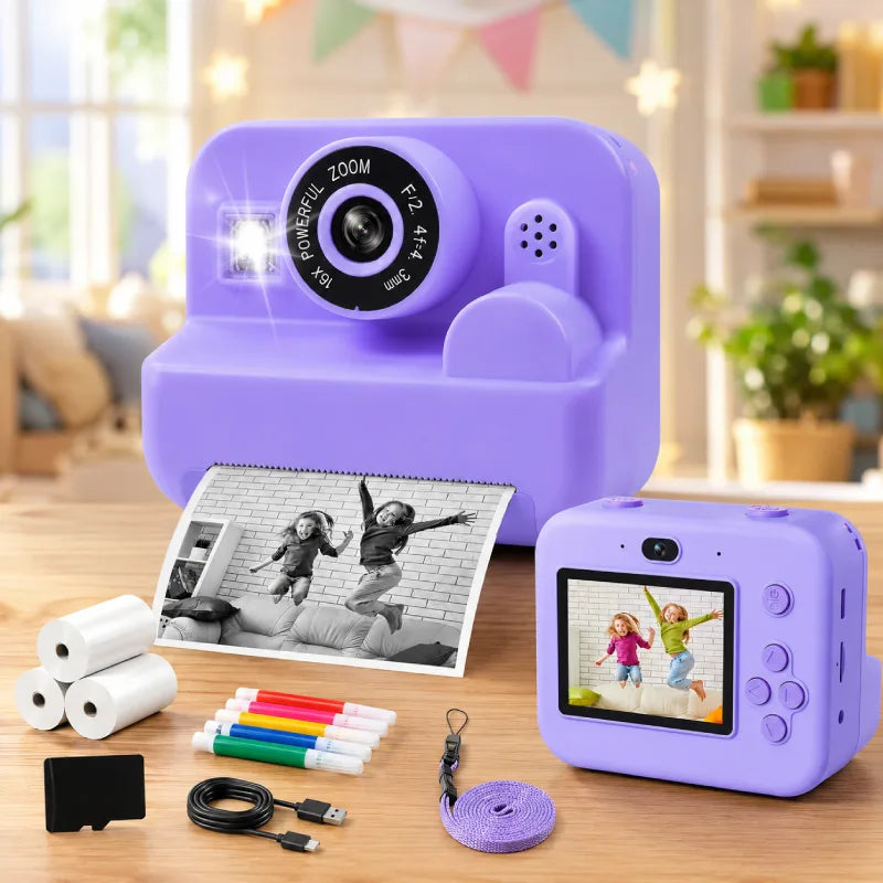 Appareil-Photo-Enfant-Impression-Papier-violet