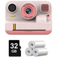 Appareil Photo Enfant Imprimante avec Bluetooth rose papier 
