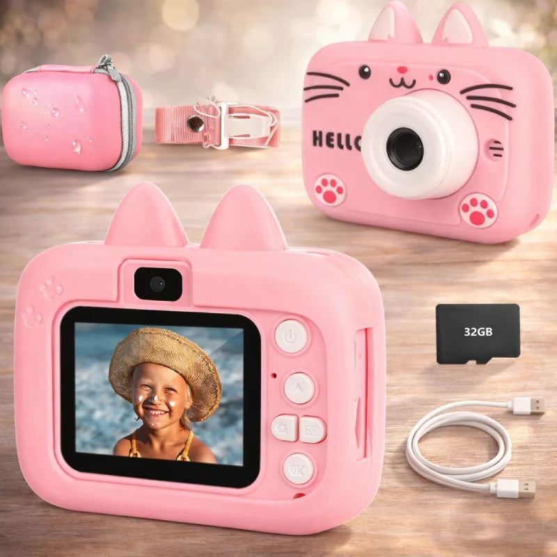 Appareil-Photo-Enfant-Numerique-avec-Filtre-Chat-rose