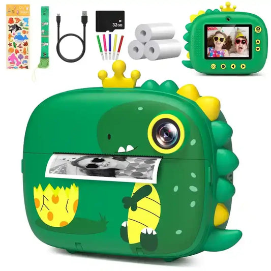 Appareil-photo-dinosaure-instantane-enfant-fond-blanc