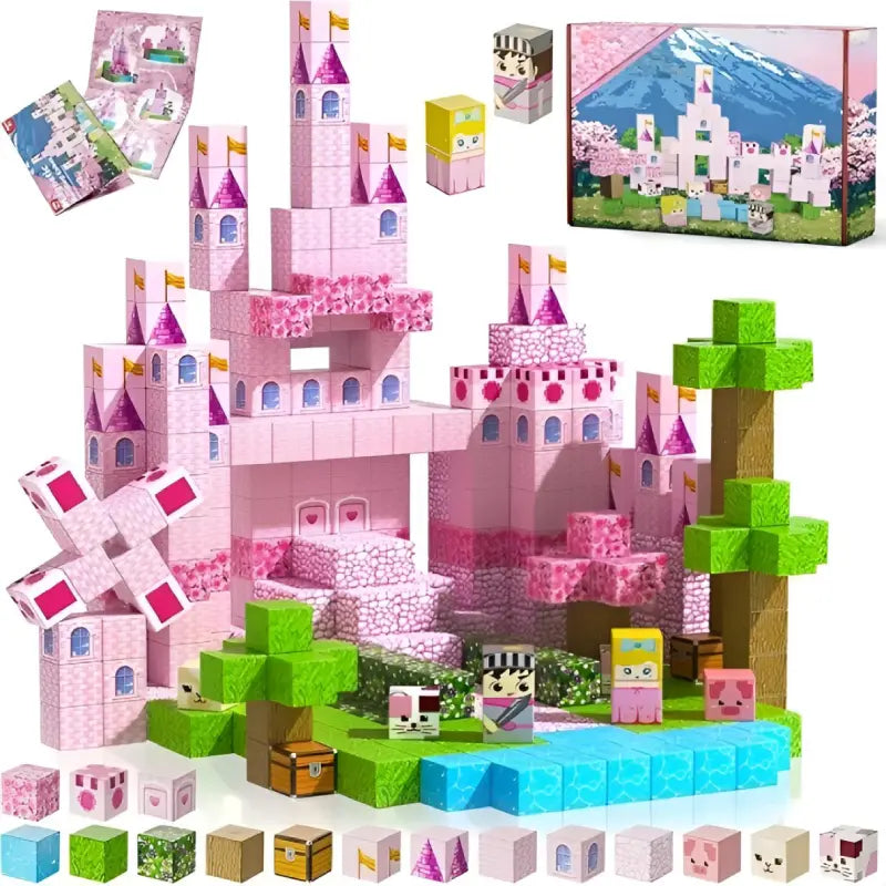 Bloc de Construction Magnétique Château Rose 100 pièces
