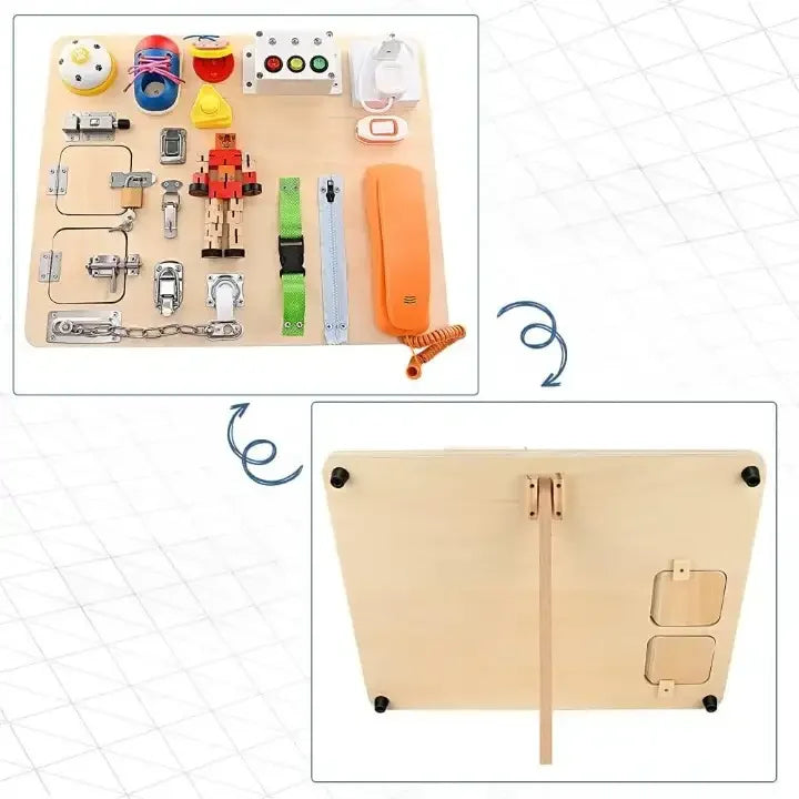 Busy-Board-Montessori-Bois-avec-support-integre