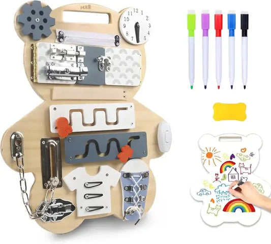 Busy-Board-Ours-avec-Tableau-Effacable-pour-Dessin