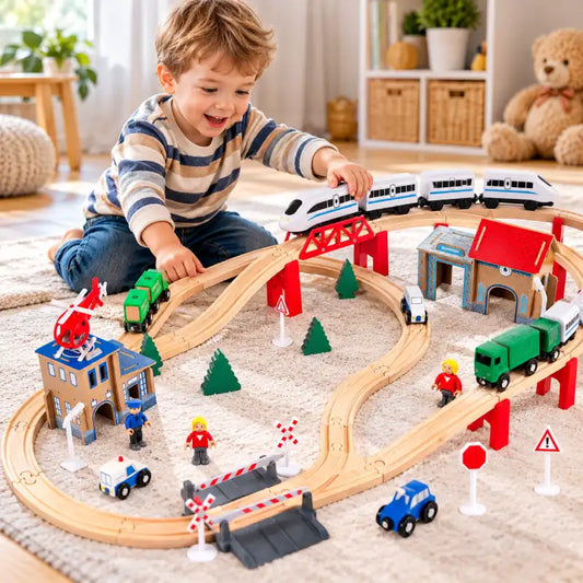 Circuit Train en Bois Electrique Urbain