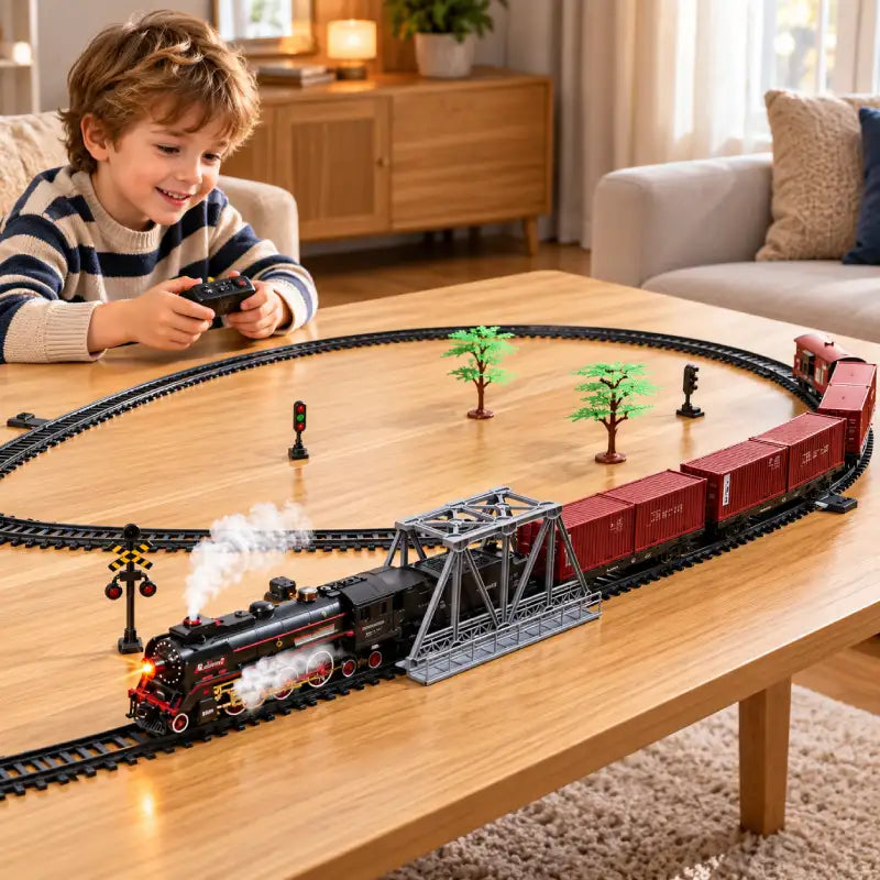 Grand Circuit Train Electrique Lumineux et Sonore
