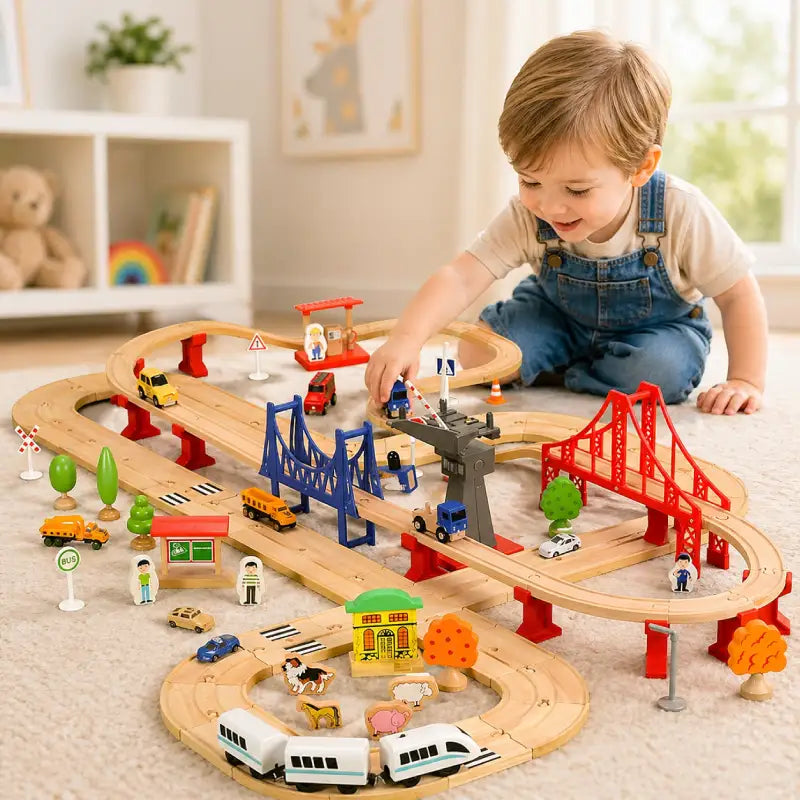 Circuit-Train-Electrique-en-Bois-Premium-garcon-2-ans
