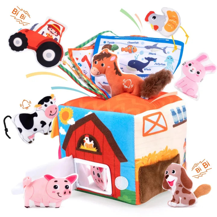 Cube Eveil Bebe Tissu Ferme Sensorielle cadeau bebe 