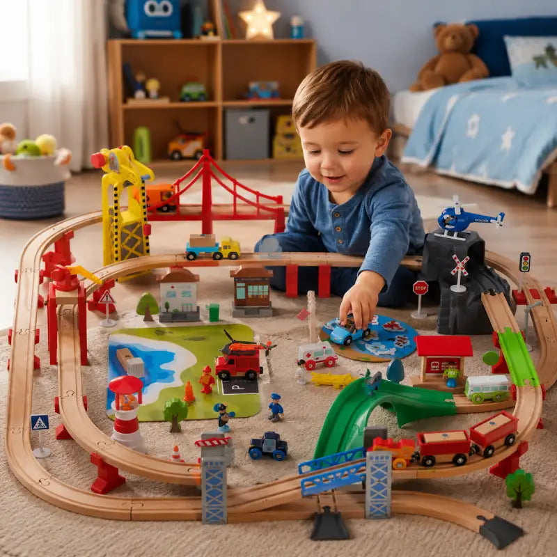 Grand-Circuit-Train-Bois-Aventure-cadeau-garcon-2-ans