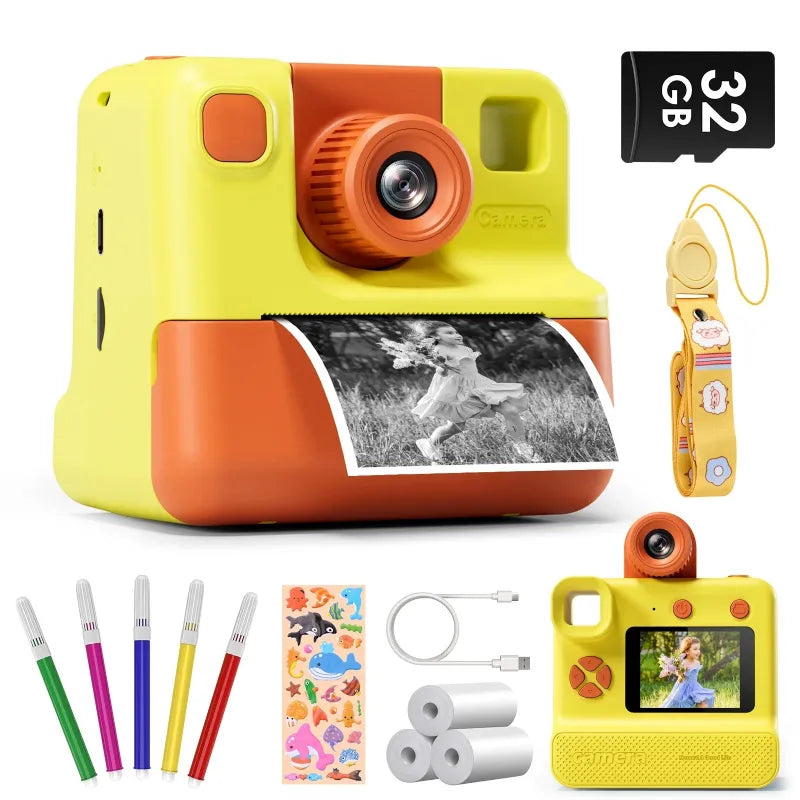 appareil-photo-enfant-impression-papier-jaune