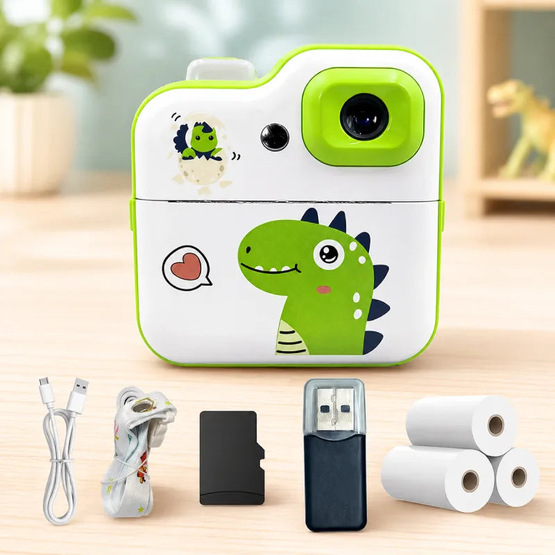 appareil photo instantané enfant dinosaure vert 