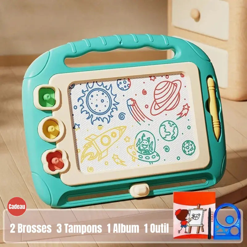 ardoise-magique-bebe-garcon-avec-3-tampons-et-stylet-vert-jouet-bebe-18-mois                                     