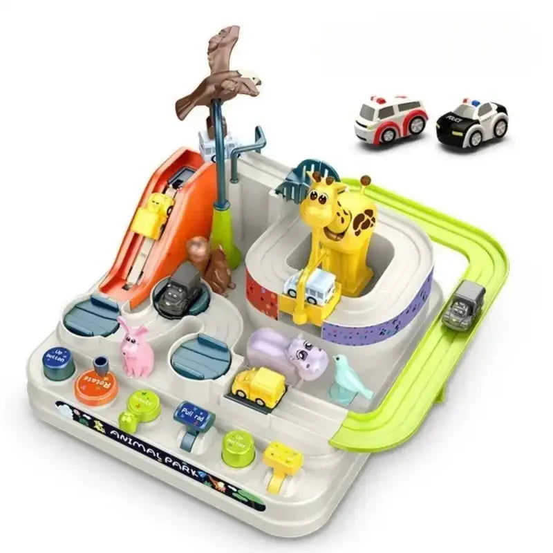 circuit-de-voiture-montessori-mecanique-jouet-garcon-2-ans-fond-blanc                   