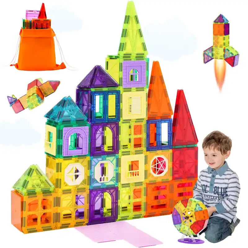 Jeu de Construction Aimanté avec Lettres et Chiffres fond blanc