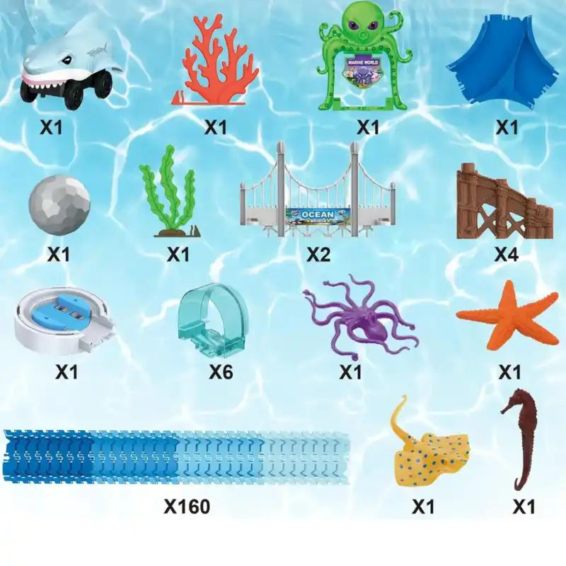 lot-circuit-voiture-jouet-requin-modulable